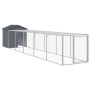 Chicken coop with galvanized steel gray enclosure 117x609x123 cm by vidaXL, Cages and habitats for small animals - Ref: Foro2...