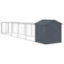 Chicken coop with galvanized steel gray enclosure 117x609x123 cm by vidaXL, Cages and habitats for small animals - Ref: Foro2...