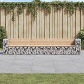 Gabion design garden bench solid pine wood 347x71x65.5 cm by vidaXL, garden benches - Ref: Foro24-3196254, Price: 517,99 €, D...