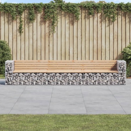 Gabionen-Design-Gartenbank aus massivem Kiefernholz, 347 x 71 x 65,5 cm von vidaXL, Gartenbänke - Ref: Foro24-3196254, Preis:...