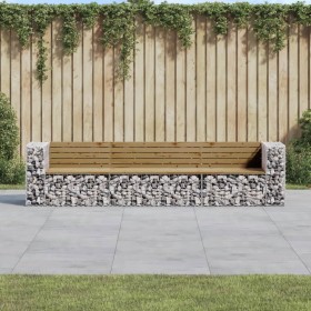 Gartenbank mit Gabionen aus imprägniertem Kiefernholz 287x71x65,5 cm von vidaXL, Gartenbänke - Ref: Foro24-3196253, Preis: 42...