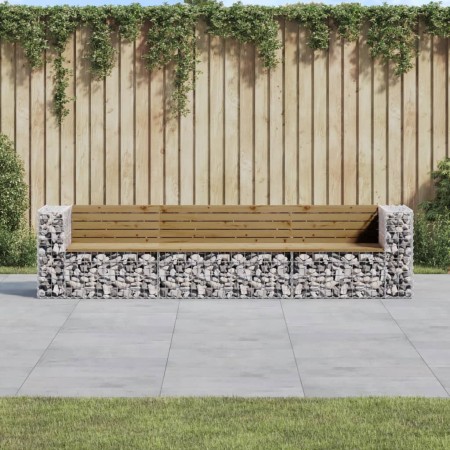 Gartenbank mit Gabionen aus imprägniertem Kiefernholz 287x71x65,5 cm von vidaXL, Gartenbänke - Ref: Foro24-3196253, Preis: 41...