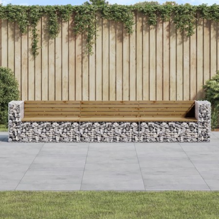 Gartenbank mit Gabionen aus imprägniertem Kiefernholz 347x71x65,5 cm von vidaXL, Gartenbänke - Ref: Foro24-3196256, Preis: 50...