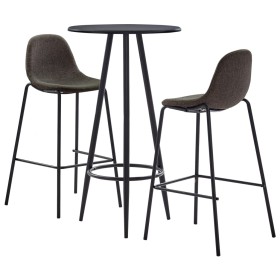 Juego de mesa alta y taburetes 3 piezas tela gris oscuro de vidaXL, muebles para cocinas y comedores - Ref: Foro24-3051125, P...