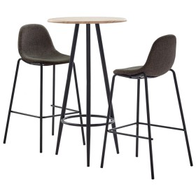 Juego de mesa alta y taburetes 3 piezas tela gris oscuro de vidaXL, muebles para cocinas y comedores - Ref: Foro24-3051168, P...