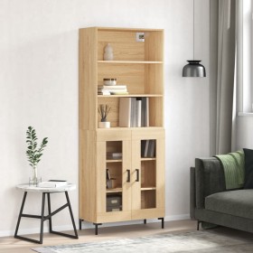 Tall plywood oak-colored highboard 69.5x34x180 cm by vidaXL, Sideboards - Ref: Foro24-3189320, Price: 144,99 €, Discount: %