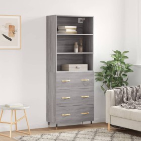 Aparador alto madera contrachapada gris sonoma 69,5x34x180 cm de vidaXL, Aparadores - Ref: Foro24-3189363, Precio: 152,65 €, ...