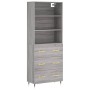 Aparador alto madera contrachapada gris sonoma 69,5x34x180 cm de vidaXL, Aparadores - Ref: Foro24-3189363, Precio: 152,47 €, ...