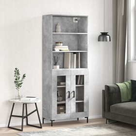 Concrete gray plywood tall sideboard 69.5x34x180 cm by vidaXL, Sideboards - Ref: Foro24-3189321, Price: 136,99 €, Discount: %