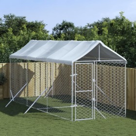 Outdoor kennel with silver galvanized steel awning 2x6x2.5 m by vidaXL, Dog kennels and fences - Ref: Foro24-3190483, Price: ...