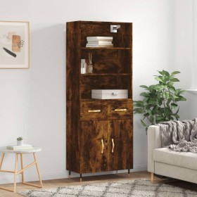 Aparador alto madera contrachapada roble ahumado 69,5x34x180 cm de vidaXL, Aparadores - Ref: Foro24-3200502, Precio: 132,99 €...