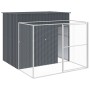 Caseta perros con corral acero galvanizado gris 214x253x181 cm de vidaXL, Casetas para perros - Ref: Foro24-3189119, Precio: ...