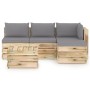 Garden furniture 5 pieces with green impregnated wood cushions by vidaXL, Garden sets - Ref: Foro24-3074616, Price: 449,99 €,...