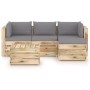 Garden furniture 5 pieces with green impregnated wood cushions by vidaXL, Garden sets - Ref: Foro24-3074628, Price: 571,56 €,...