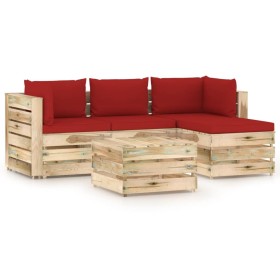 Garden furniture 5 pieces with green impregnated wood cushions by vidaXL, Garden sets - Ref: Foro24-3074633, Price: 515,91 €,...