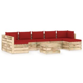 Gartenmöbel 8-teilig mit grün imprägnierten Holzkissen von vidaXL, Gartensets - Ref: Foro24-3074753, Preis: 709,99 €, Rabatt: %