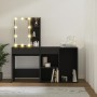 Tocador con LED y armario madera contrachapada negro de vidaXL, Tocadores para dormitorios - Ref: Foro24-3082018, Precio: 137...