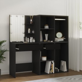 Dressing table with LED and black plywood cabinets by vidaXL, Bedroom Dressers - Ref: Foro24-3082027, Price: 189,95 €, Discou...