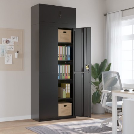 Aktenschrank aus schwarzem Stahl, 90 x 40 x 240 cm von vidaXL, Schließfächer und Lagerschränke - Ref: Foro24-3188327, Preis: ...