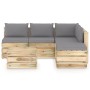 Garden furniture 6 pieces with green impregnated wood cushions by vidaXL, Garden sets - Ref: Foro24-3074700, Price: 598,99 €,...