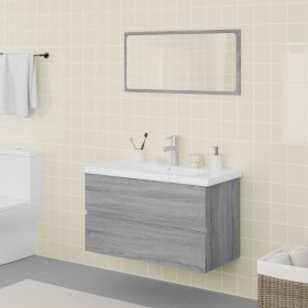 Set de muebles de baño madera contrachapada gris Sonoma de vidaXL, Muebles de baño - Ref: Foro24-3120349, Precio: 201,99 €, D...