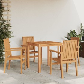 Stackable garden chairs 4 units teak wood 56.5x57.5x91 cm by vidaXL, Garden chairs - Ref: Foro24-3157901, Price: 552,99 €, Di...