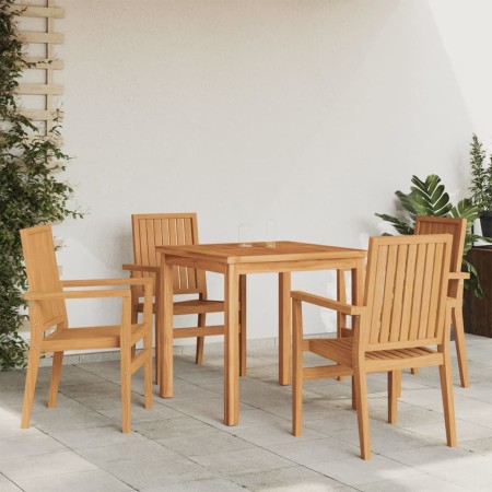 Stackable garden chairs 4 units teak wood 56.5x57.5x91 cm by vidaXL, Garden chairs - Ref: Foro24-3157901, Price: 552,84 €, Di...