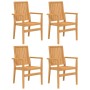 Stackable garden chairs 4 units teak wood 56.5x57.5x91 cm by vidaXL, Garden chairs - Ref: Foro24-3157901, Price: 552,84 €, Di...