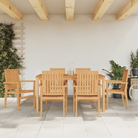 Stackable garden chairs 6 pcs teak wood 56.5x57.5x91 cm by vidaXL, Garden chairs - Ref: Foro24-3157902, Price: 825,99 €, Disc...