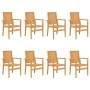 Stackable garden chairs 8 units teak wood 56.5x57.5x91 cm by vidaXL, Garden chairs - Ref: Foro24-3157903, Price: 1,00 €, Disc...