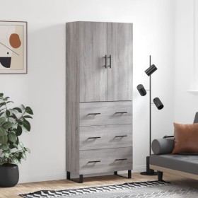 Aparador alto madera contrachapada gris sonoma 69,5x34x180 cm de vidaXL, Aparadores - Ref: Foro24-3195873, Precio: 190,99 €, ...