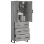 Aparador alto madera contrachapada gris sonoma 69,5x34x180 cm de vidaXL, Aparadores - Ref: Foro24-3195873, Precio: 189,87 €, ...