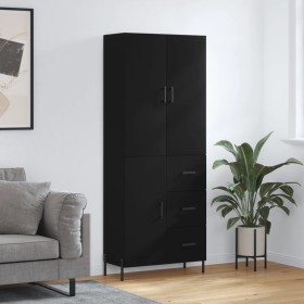 Aparador alto madera contrachapada negro 69,5x34x180 cm de vidaXL, Aparadores - Ref: Foro24-3195908, Precio: 174,99 €, Descue...