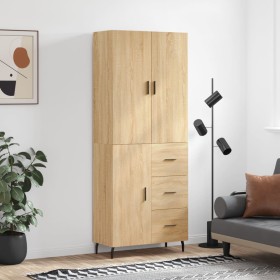 Aparador alto madera contrachapada color roble 69,5x34x180 cm de vidaXL, Aparadores - Ref: Foro24-3195918, Precio: 170,67 €, ...