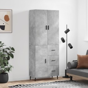 Aparador alto madera contrachapada gris hormigón 69,5x34x180 cm de vidaXL, Aparadores - Ref: Foro24-3195919, Precio: 163,08 €...