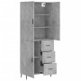 Aparador alto madera contrachapada gris hormigón 69,5x34x180 cm de vidaXL, Aparadores - Ref: Foro24-3195919, Precio: 163,08 €...