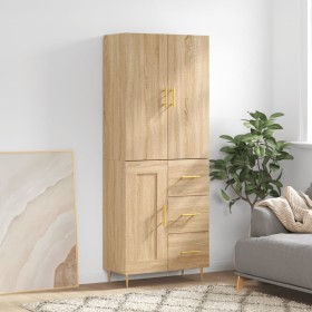 Aparador alto madera contrachapada color roble 69,5x34x180 cm de vidaXL, Aparadores - Ref: Foro24-3196006, Precio: 150,99 €, ...