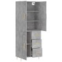 Aparador alto madera contrachapada gris hormigón 69,5x34x180 cm de vidaXL, Aparadores - Ref: Foro24-3196007, Precio: 165,27 €...