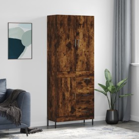 Aparador alto madera contrachapada roble ahumado 69,5x34x180 cm de vidaXL, Aparadores - Ref: Foro24-3196024, Precio: 164,99 €...