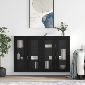 Wall cabinets 2 pcs black engineered wood by vidaXL, Sideboards - Ref: Foro24-3197946, Price: 182,99 €, Discount: %