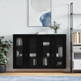 Wall cabinets 2 pcs black engineered wood by vidaXL, Sideboards - Ref: Foro24-3197954, Price: 192,99 €, Discount: %