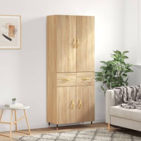 Aparador alto madera contrachapada color roble 69,5x34x180 cm de vidaXL, Aparadores - Ref: Foro24-3198132, Precio: 158,99 €, ...