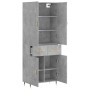 Aparador alto madera contrachapada gris hormigón 69,5x34x180 cm de vidaXL, Aparadores - Ref: Foro24-3198133, Precio: 143,86 €...