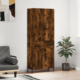 Aparador alto madera contrachapada roble ahumado 69,5x34x180 cm de vidaXL, Aparadores - Ref: Foro24-3198158, Precio: 156,99 €...