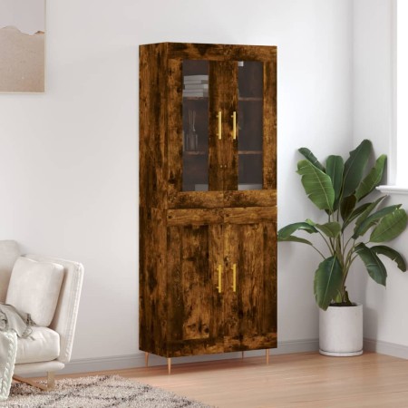 Aparador alto madera contrachapada roble ahumado 69,5x34x180 cm de vidaXL, Aparadores - Ref: Foro24-3198334, Precio: 152,99 €...