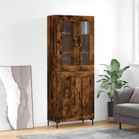 Aparador alto madera contrachapada roble ahumado 69,5x34x180 cm de vidaXL, Aparadores - Ref: Foro24-3198342, Precio: 162,99 €...