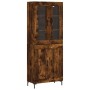 Aparador alto madera contrachapada roble ahumado 69,5x34x180 cm de vidaXL, Aparadores - Ref: Foro24-3198342, Precio: 162,99 €...