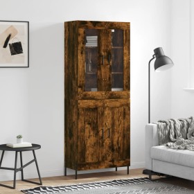 Aparador alto madera contrachapada roble ahumado 69,5x34x180 cm de vidaXL, Aparadores - Ref: Foro24-3198350, Precio: 163,99 €...