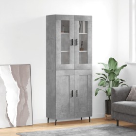 Concrete gray plywood tall sideboard 69.5x34x180 cm by vidaXL, Sideboards - Ref: Foro24-3198357, Price: 159,34 €, Discount: %