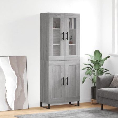 High sideboard sonoma gray plywood 69.5x34x180 cm by vidaXL, Sideboards - Ref: Foro24-3198367, Price: 164,99 €, Discount: %